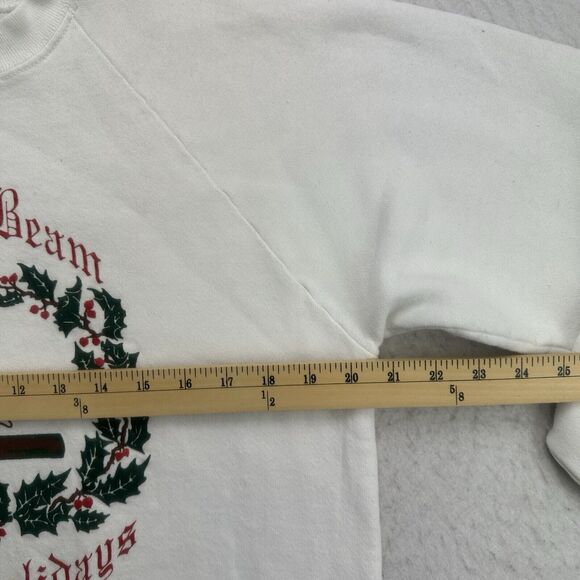 Vintage Christmas Sweatshirt Womens Large L White Gymnasts Beam on The Holidays - Picture 8 of 13